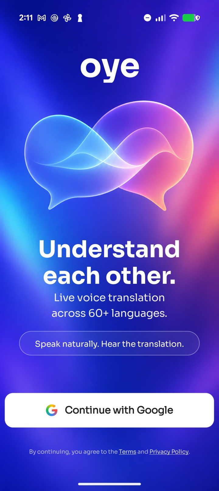 oye.convo live translation on Android